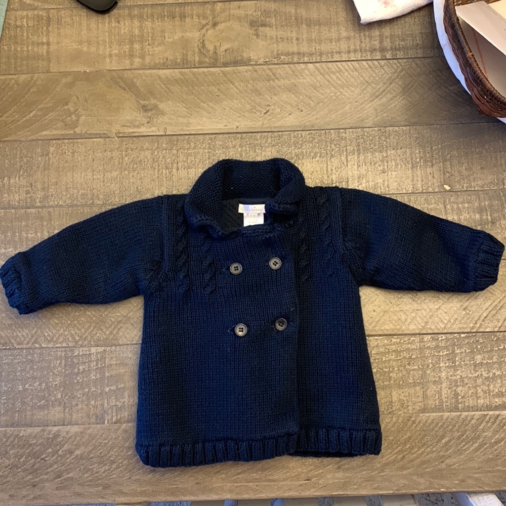 Baby Girl Navy Knit Pea Coat Jacket